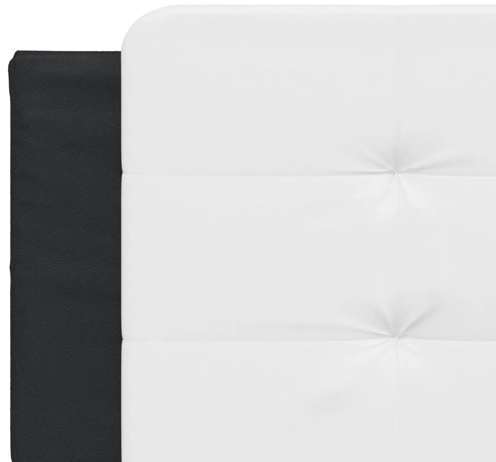 Estrutura cama c/ luz LED 200x200 cm couro artif. preto/branco