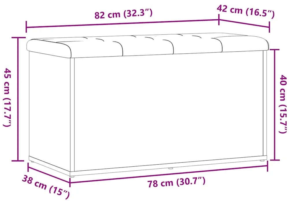 Banco de arrumação 82x42x45 cm derivados madeira madeira velha