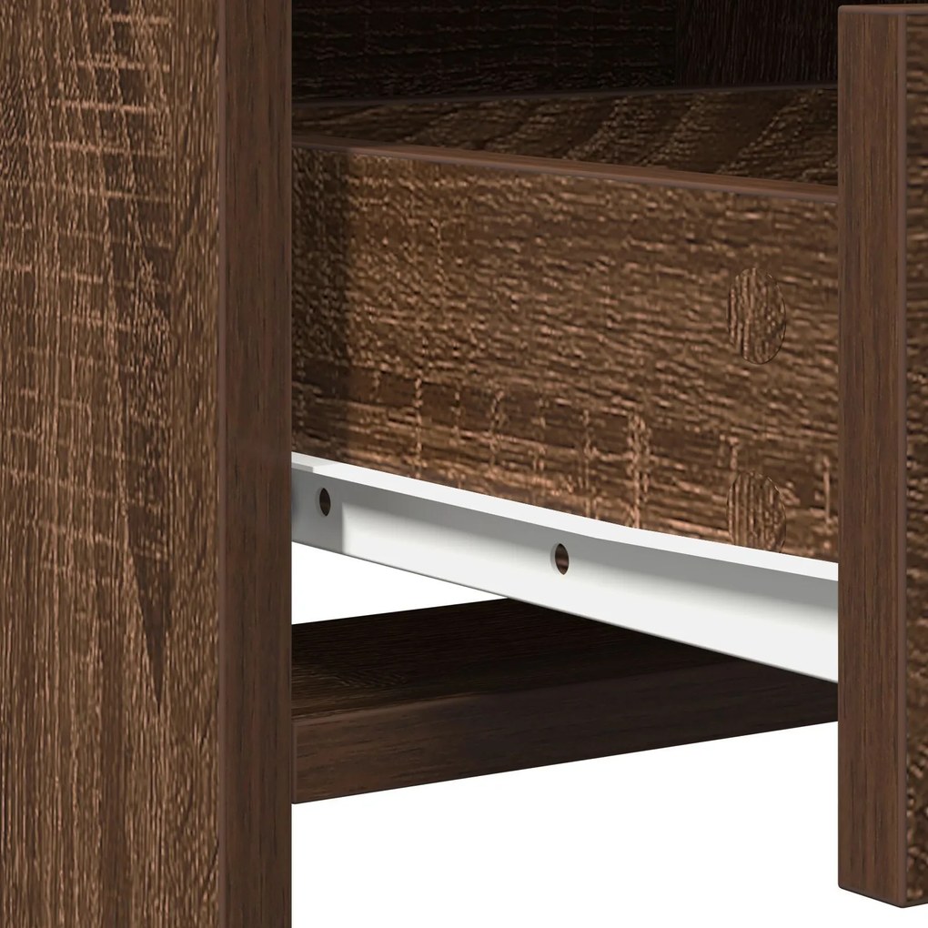 Conjunto de Mesa de Maquiagem 2 Peças com LED Madeira de Carvalho Pret
