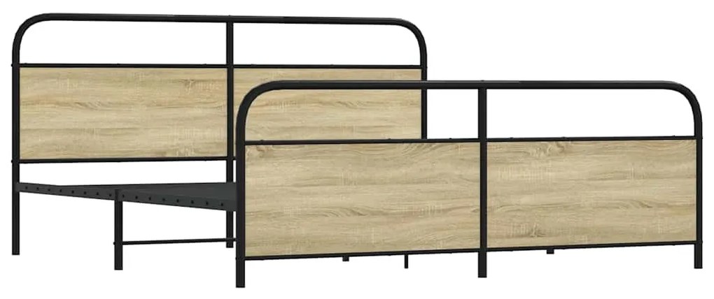 Estrutura de cama sem colchão 193x203cm metal carvalho sonoma