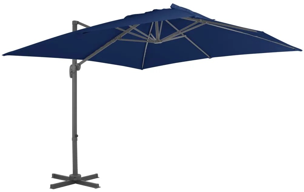 Guarda-sol jardim cantilever c/ poste alumínio 3x3 m azul ciano