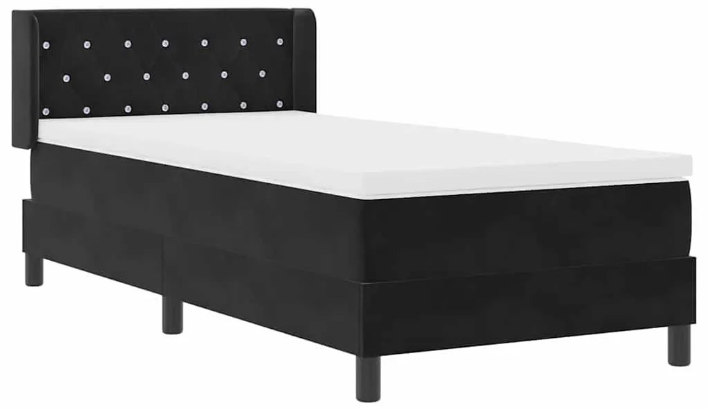 Cama Box Spring com Colchão Preto 90x200 cm Veludo