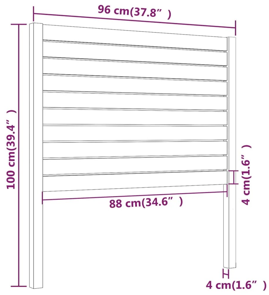 Cabeceira de cama 96x4x100 cm pinho maciço preto