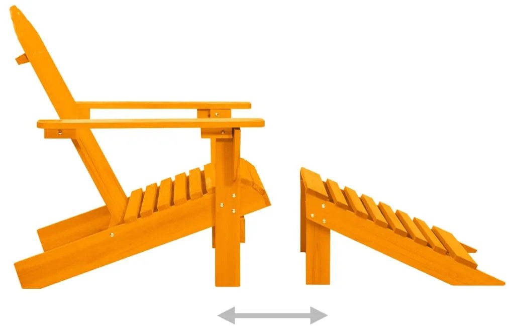 Cadeira Adirondack p/ jardim com otomano abeto maciço laranja
