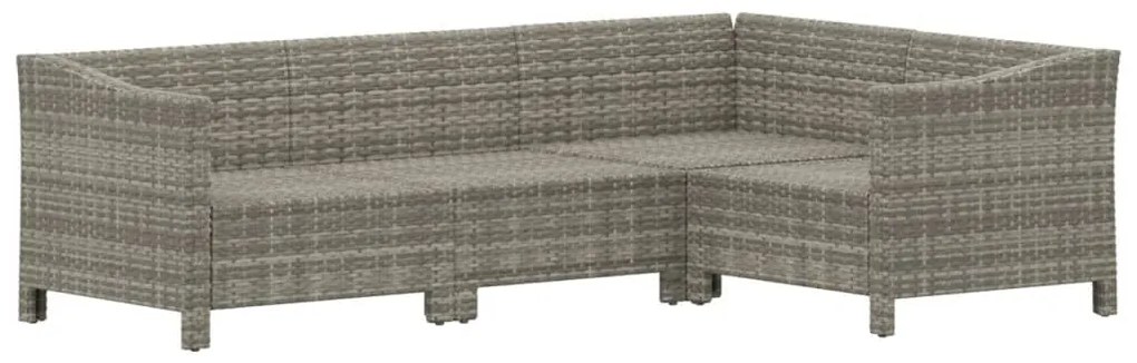 4 pcs conjunto lounge de jardim c/ almofadões vime PE cinzento