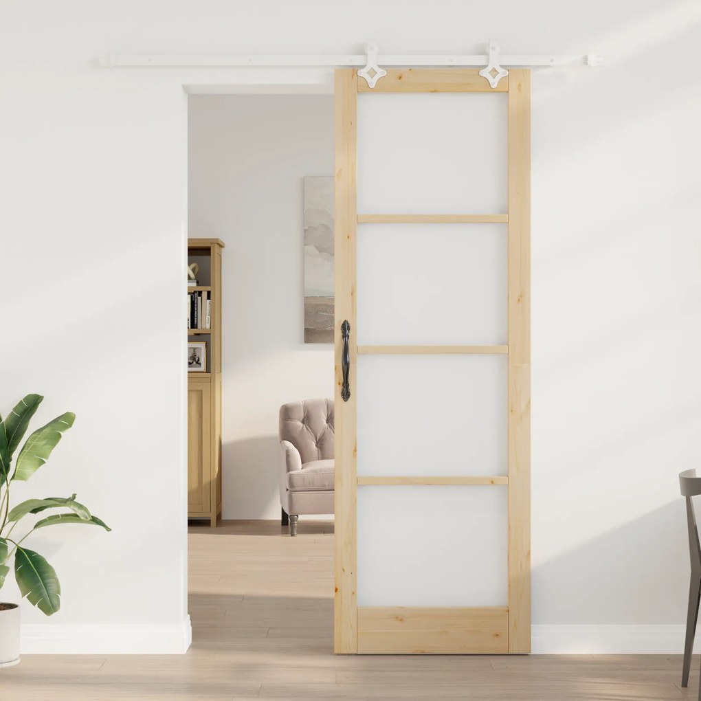 Conjunto de Porta Deslizante com Ferragens vidaXL 78x232 cm Madeira Só