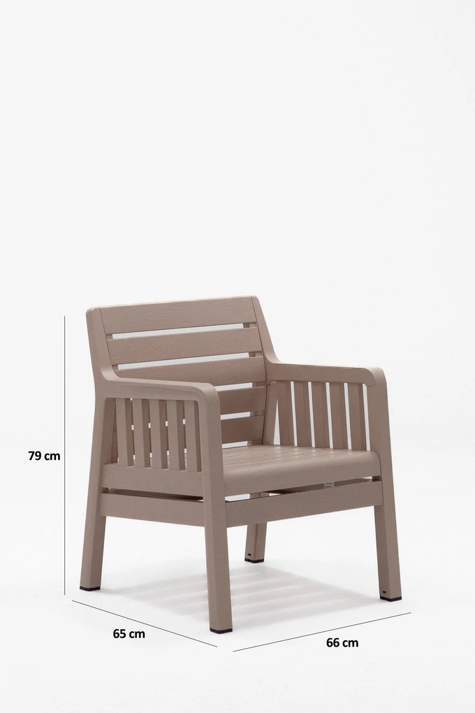 Conjunto de Lounge de Jardim Lara em Cappuccino com Sofá de 2 Lugares,