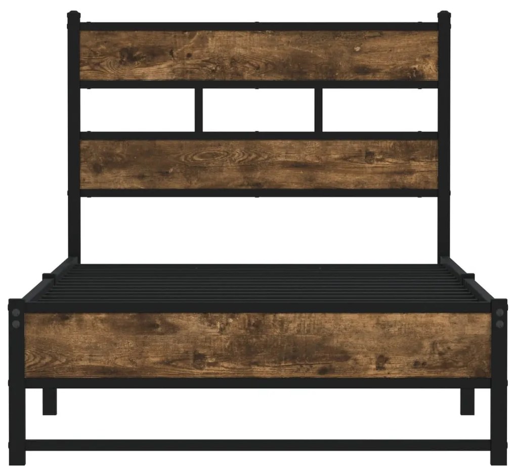 Estrutura de cama sem colchão 90x190 cm metal carvalho fumado