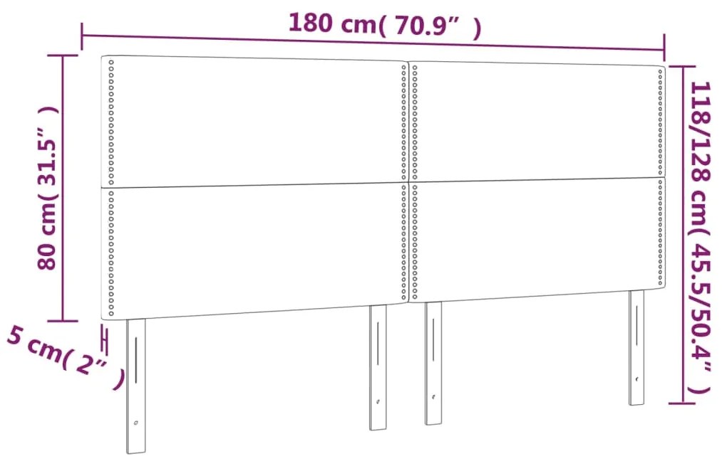 Cabeceira de cama c/ luzes LED veludo 180x5x118/128 cm preto