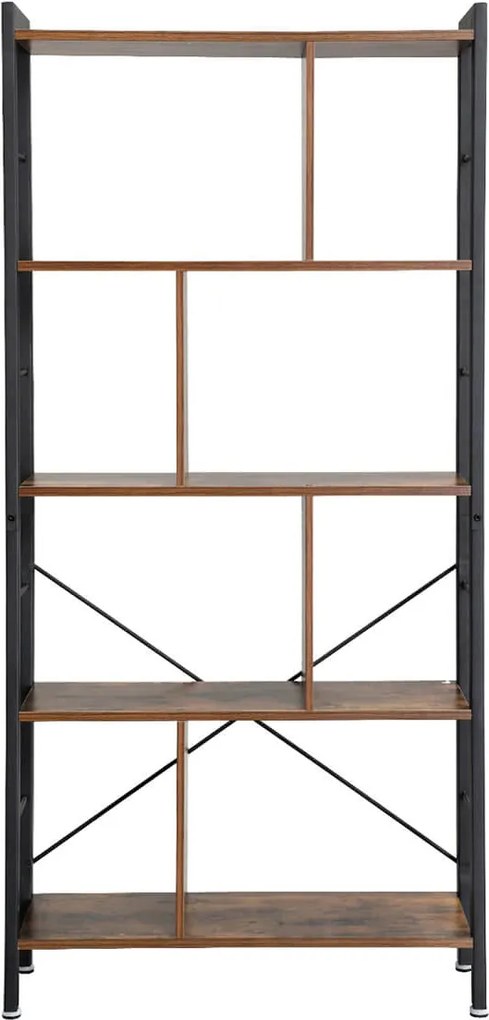 Estante sala de aspeto industrial 74 x 30 x 154,5 cm Castanho Vintage-preto