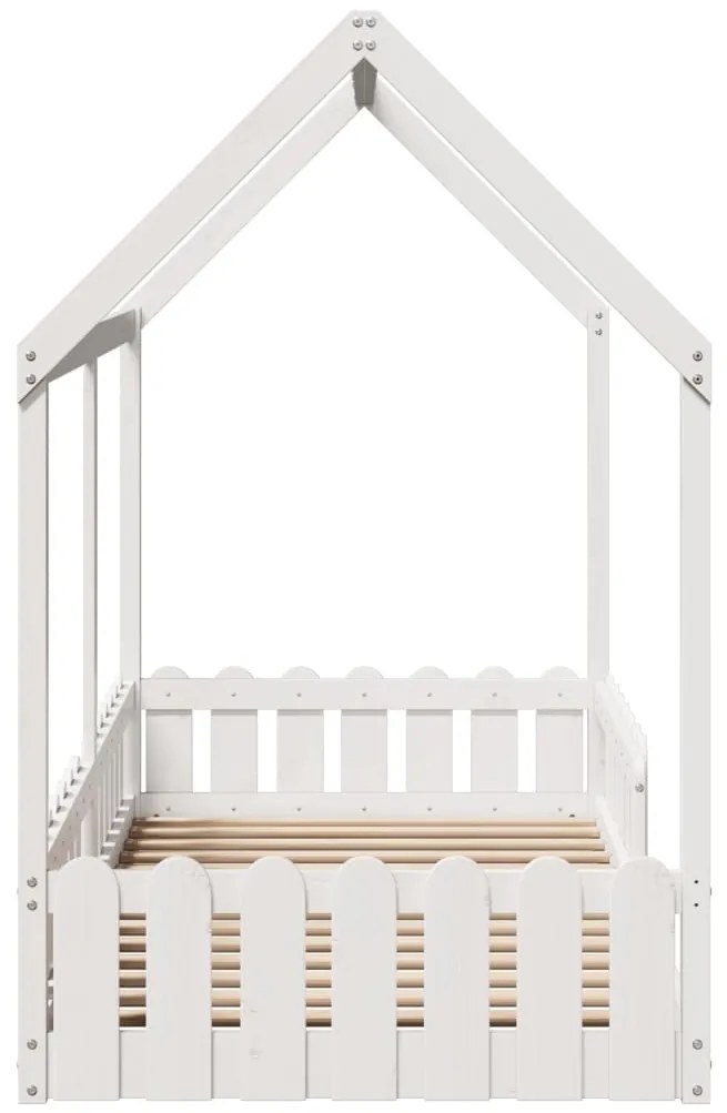 Cama infantil formato de casa 90x190 cm pinho maciço branco