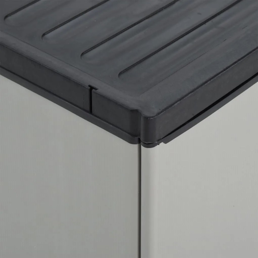 Armário de resíduos para jardim 68x40x85 cm PP cinzento e preto