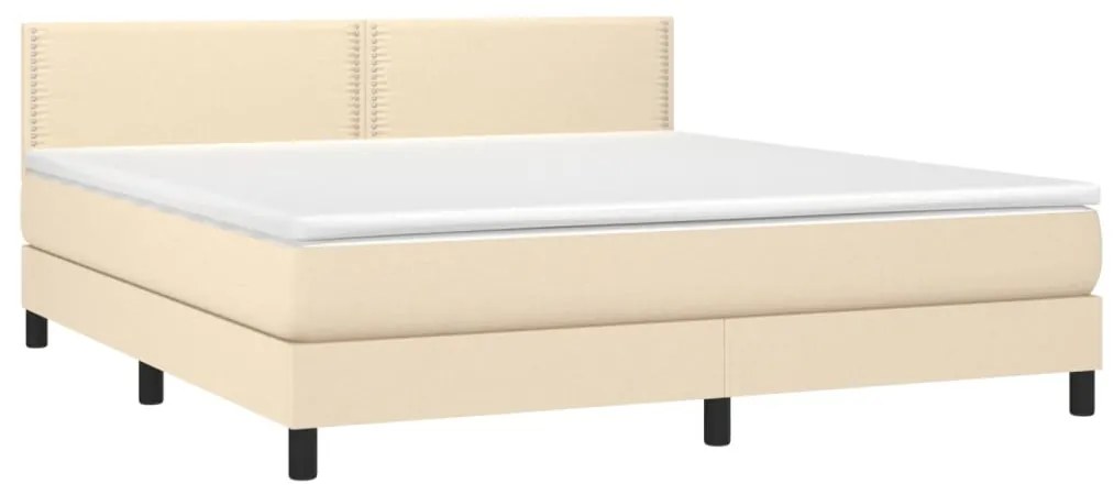 Cama box spring c/ colchão e LED 160x200 cm tecido cor creme