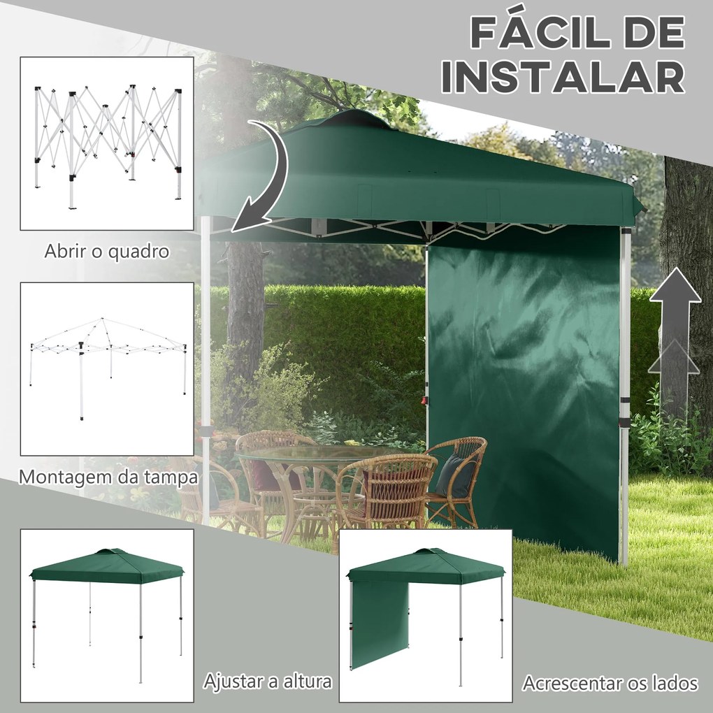 Outsunny Tenda Dobrável 2,5x2,5 m Altura Ajustável Tenda de Jardim com