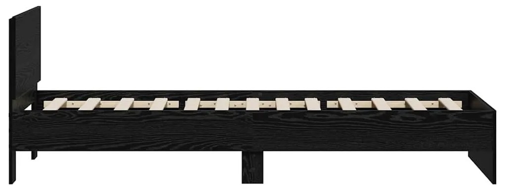 Estrutura de Cama com Cabeceira Carvalho Preto 90x200 cm Madeira de En