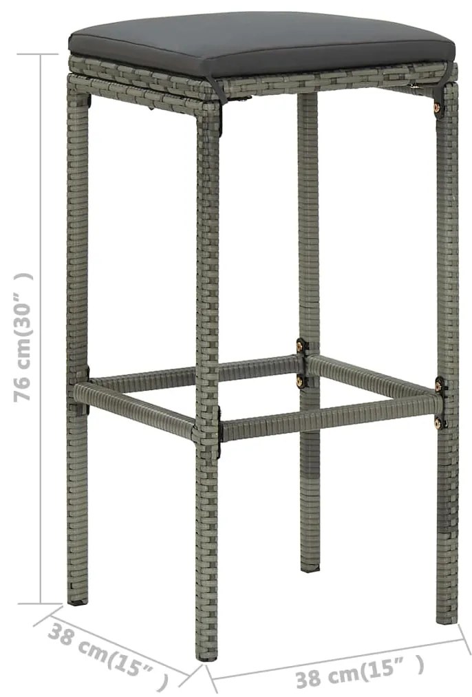 4 pcs conjunto de bar para jardim com almofadões cinzento