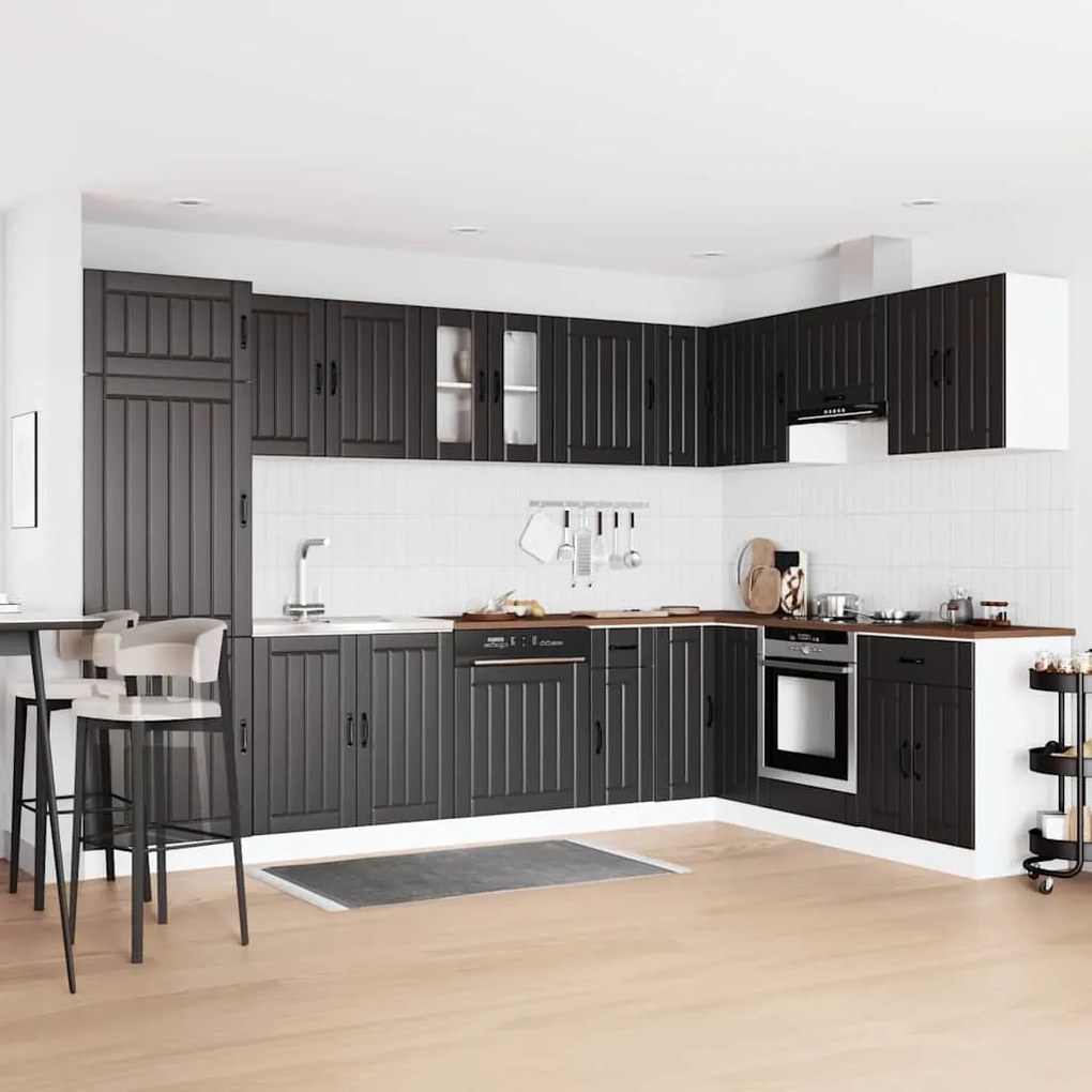 vidaXL Armário de Cozinha com porta 2 pcs Preto 80 x 46 x 81.5 cm