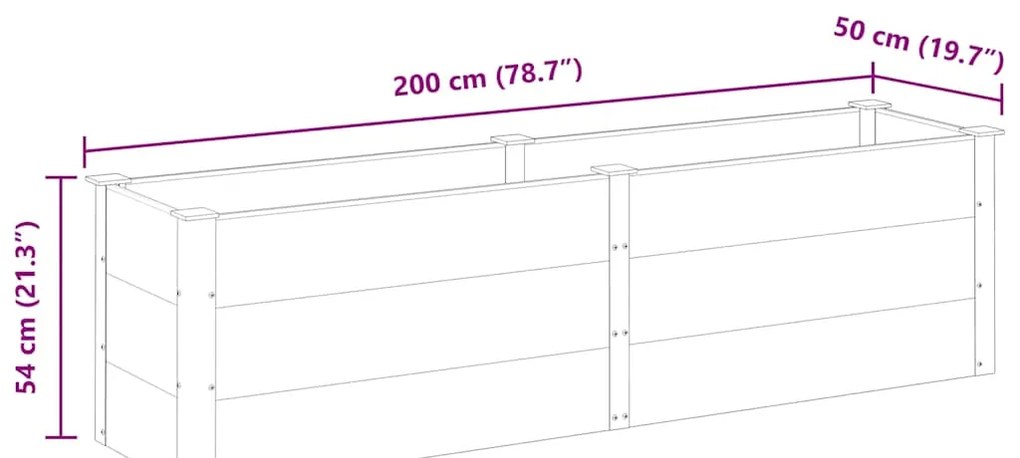 Canteiro elevado de jardim 200x50x54 cm WPC cinzento