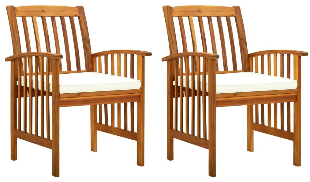 vidaXL Cadeiras de jantar p/ jardim 2 pcs c/ almofadões acácia maciça