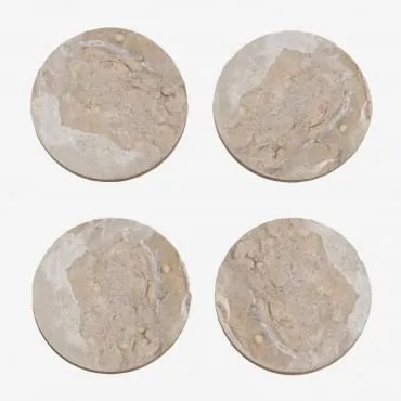 Pack De 4 Porta-copos Redondos Ø10 Cm Em Mármore Valtris Mármore Bege Panther - Sklum