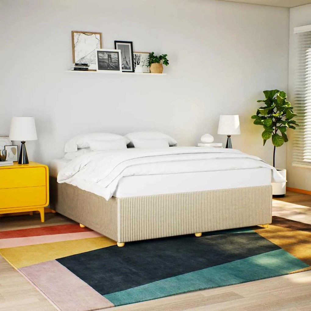 vidaXL Estrutura de cama sem colchão 180x200 cm tecido cor creme