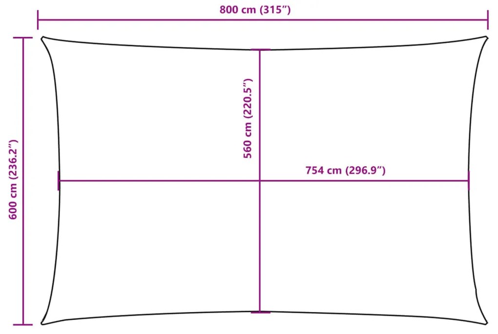 Para-sol estilo vela tecido oxford retangular 6x8 m preto