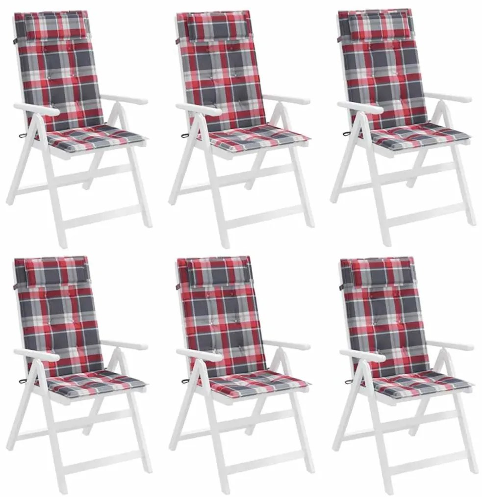 Almofadões p/ cadeira encosto alto 6 pcs oxford xadrez vermelho