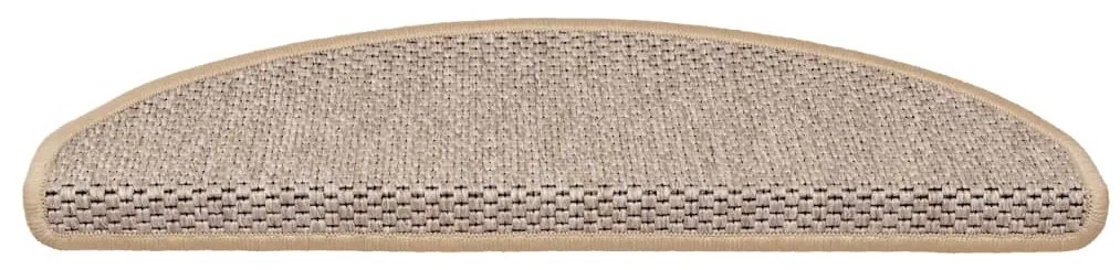 Tapetes escada adesivos aspeto sisal 15pcs 65x21x4cm bege-claro