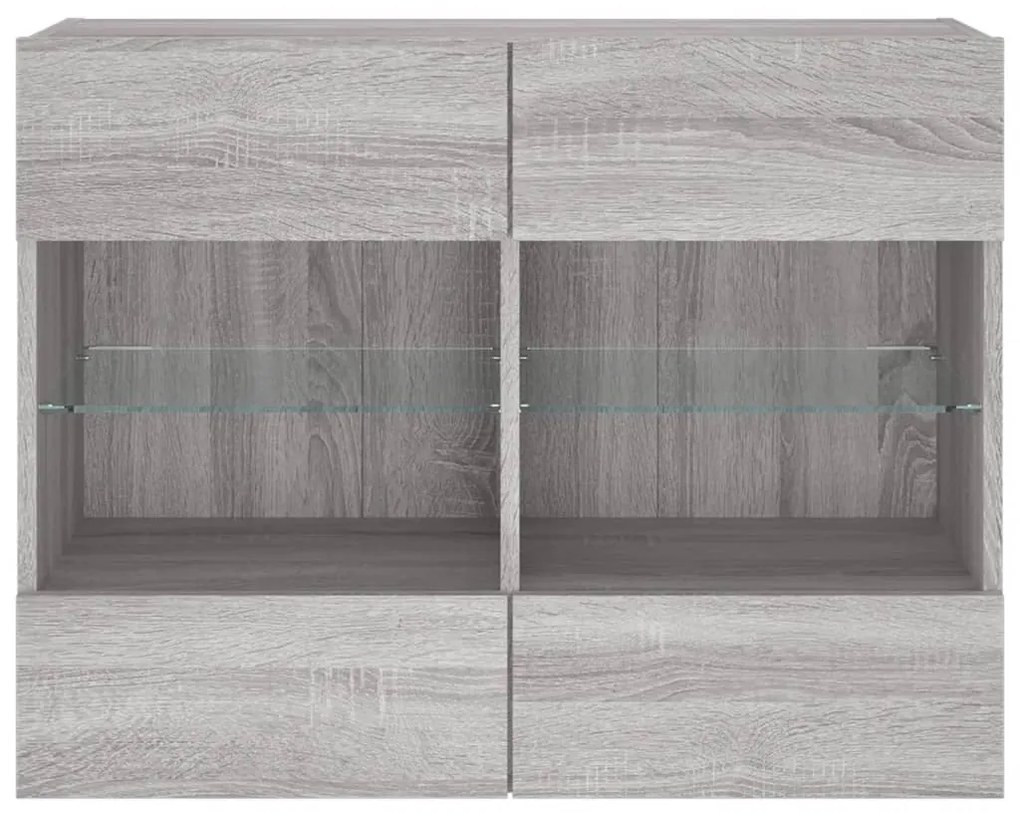 Móvel de parede p/ TV c/ luzes LED 78,5x30x60,5 cm cinza sonoma