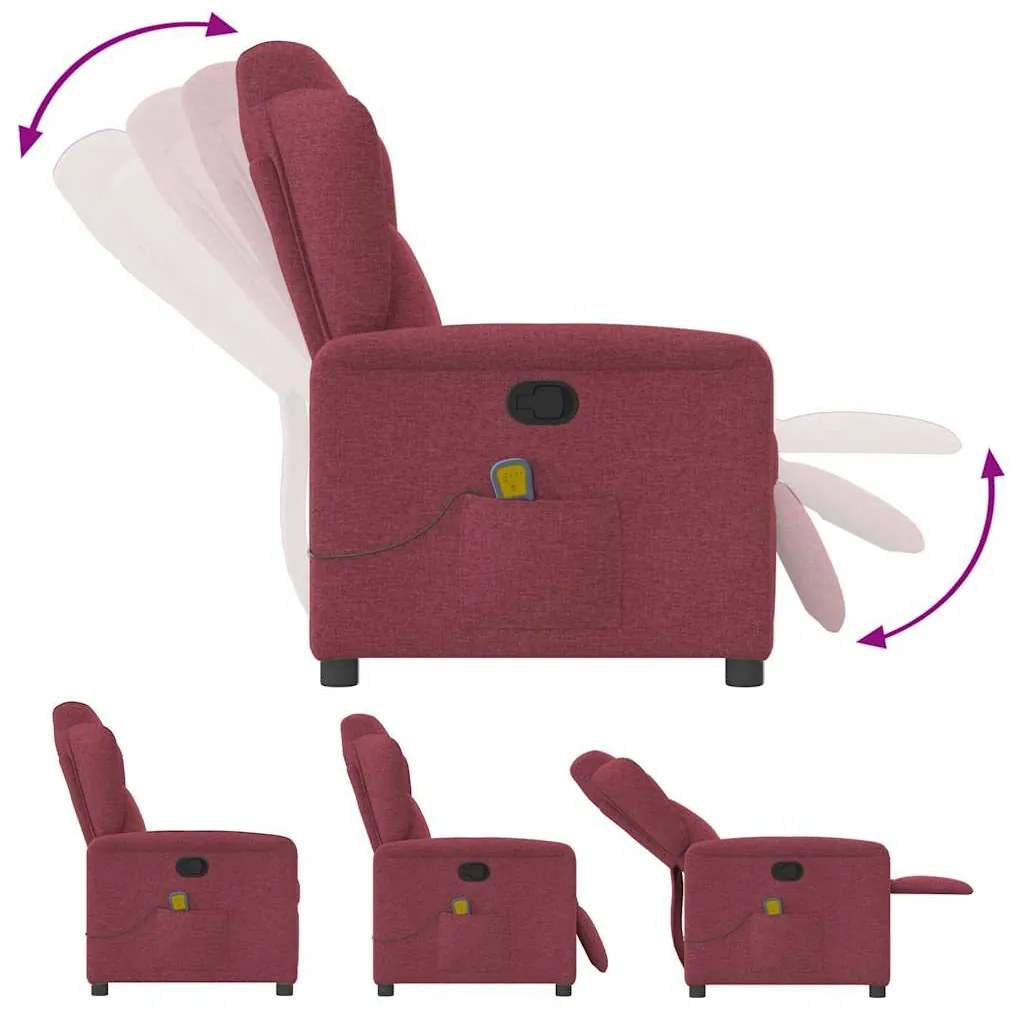 Poltrona de massagens reclinável tecido vermelho tinto