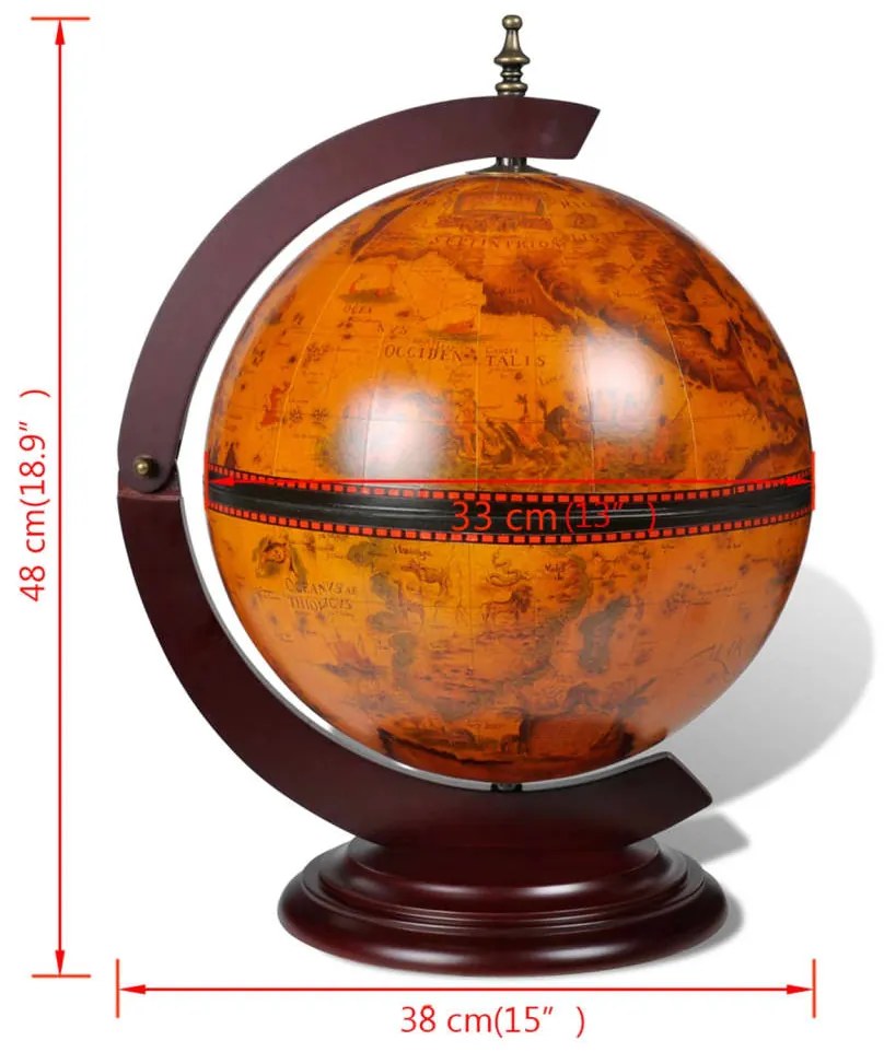 Suporte para garrafas de vinho forma de globo madeira eucalipto