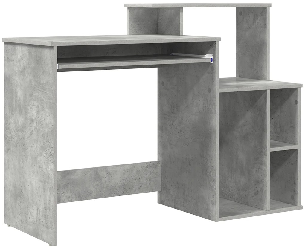 Secretária com Armazenamento Cinza Claro 120,5x44x88,5 cm Madeira Enge