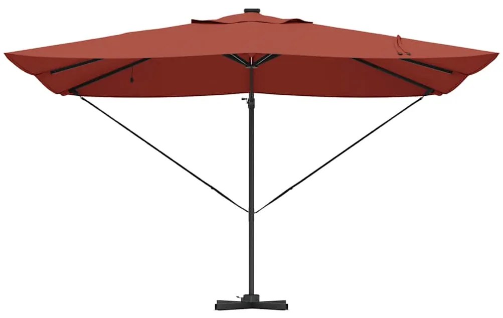 Guarda-Sol Roma Cantilever com LEDs Terracota 352x251x265 cm - Alumíni