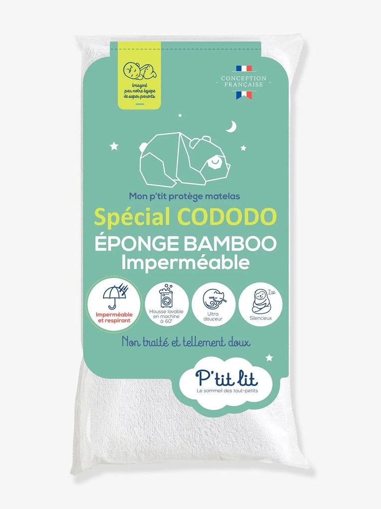 Agora -20%: Proteção de colchão impermeável Bamboo, sem tratamento, especial CODODO, P'TIT LIT branco