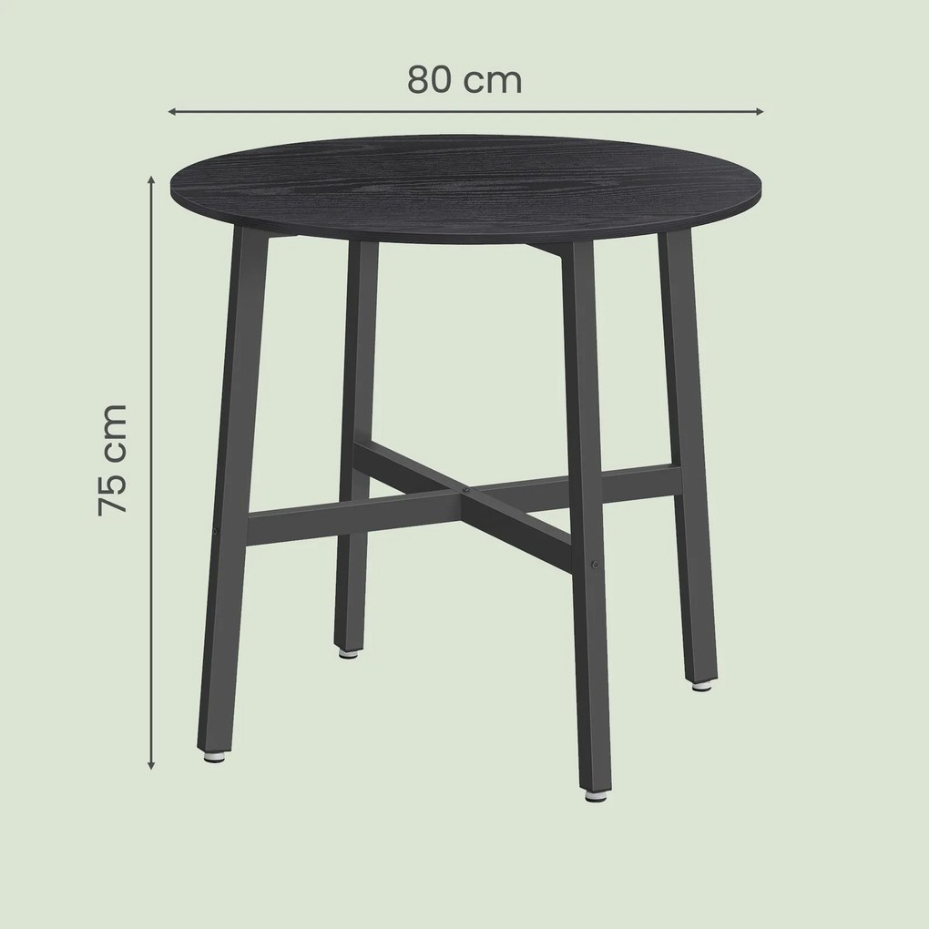 Mesa de jantar redonda pequena 80 cm de diâmetro (CADEIRAS NÃO INCLUIDAS) preta
