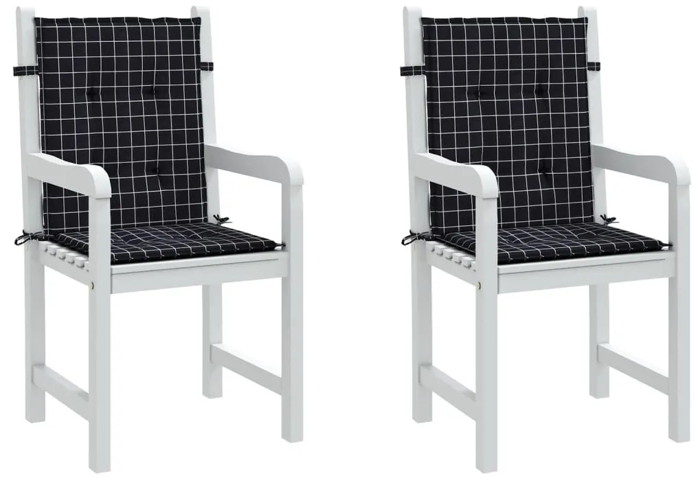 Almofadões cadeira encosto baixo 2 pcs tecido xadrez preto