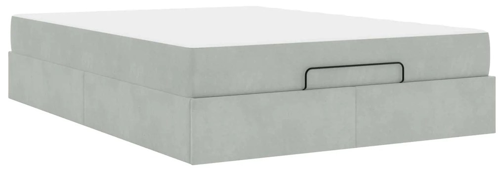 vidaXL Estrutura de cama com colchão 2 pcs Cinzento-claro Veludo