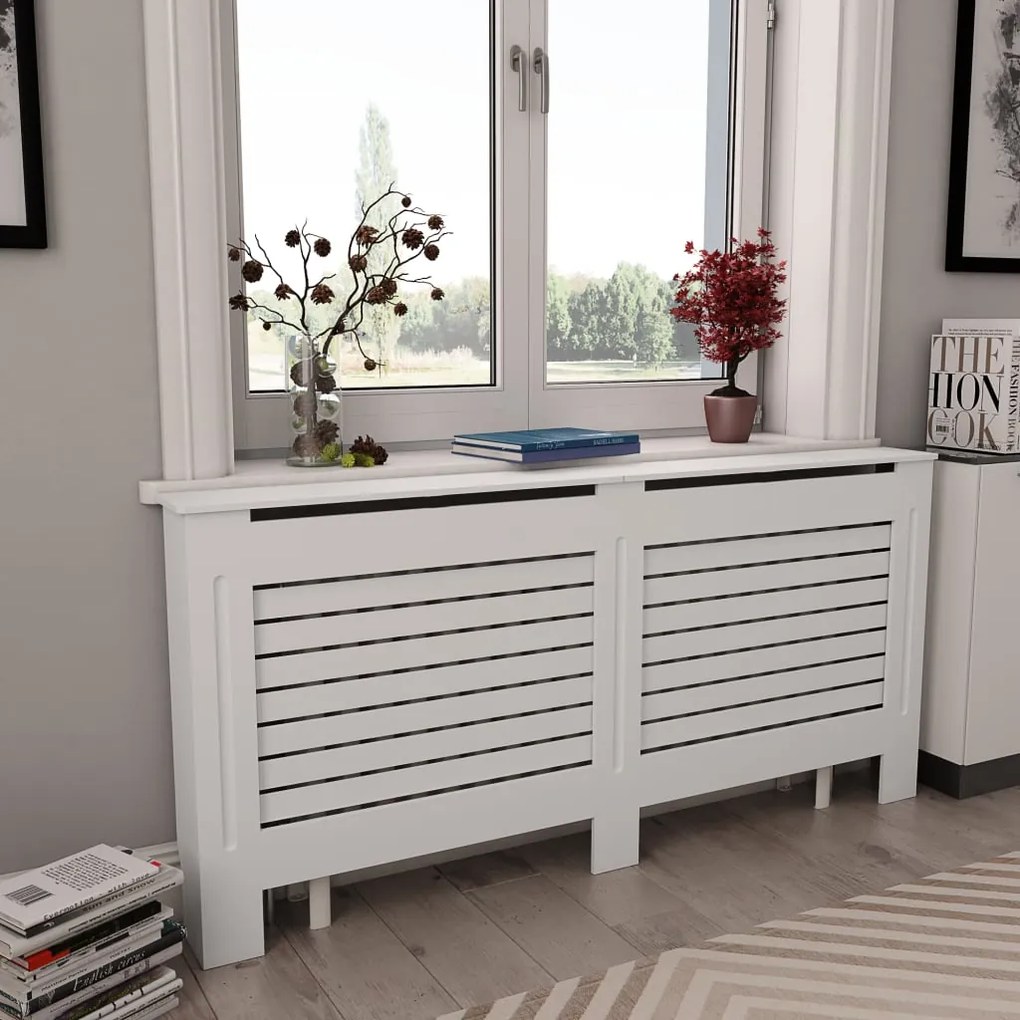 vidaXL Cobertura de radiador 172x19x81,5 cm MDF branco