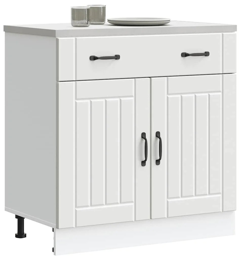 vidaXL Armário de cozinha baixo Lucca derivados de madeira branco