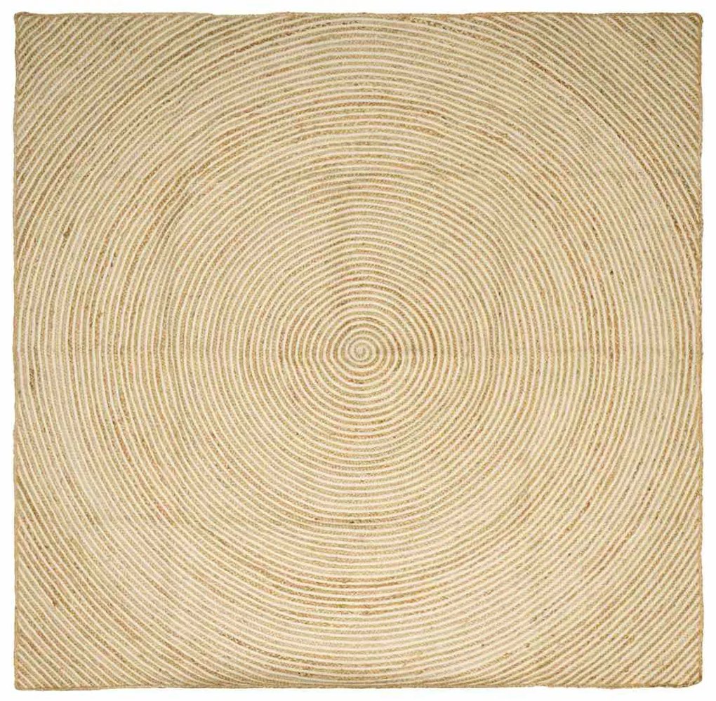 vidaXL Tapete Natural e Branco 200 x 200 cm Juta