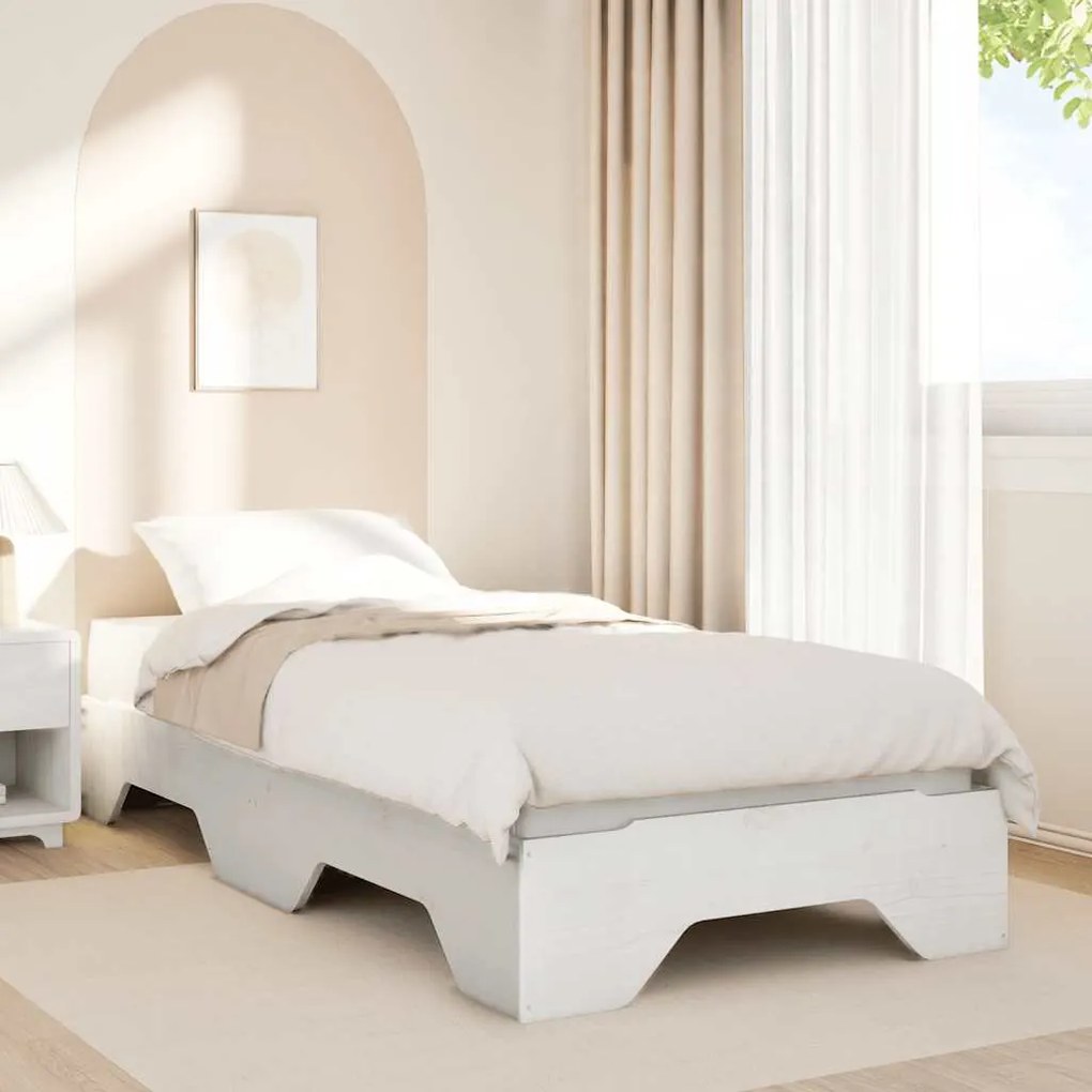 Cama sem colchão empilháveis 75x190 cm madeira maciça branco