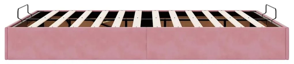 Estrutura de cama otomana sem colchão 140x190 cm veludo rosa