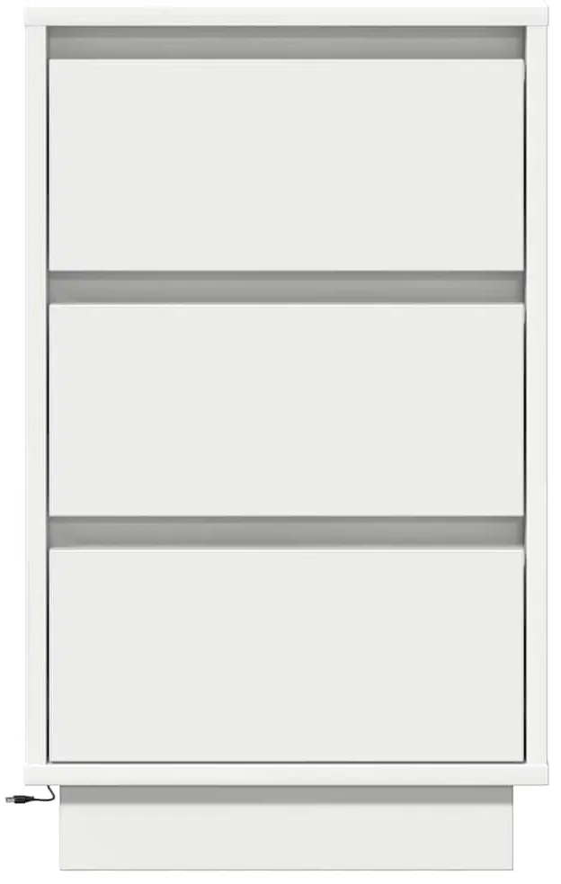 Criado-Mudo com LED Branco 39x34.5x65 cm Madeira Engenheirada