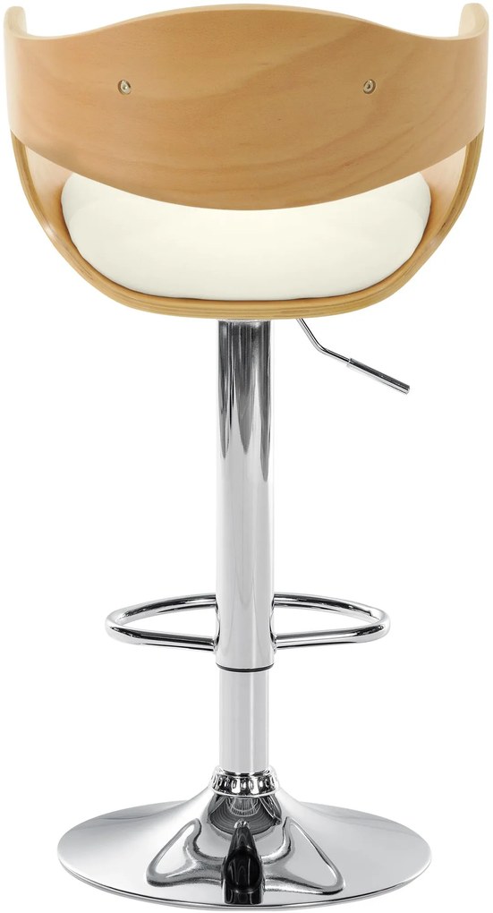 Banco de bar Kingston em couro sintético 50 x 88-102 x 48 cm Natural + Branco