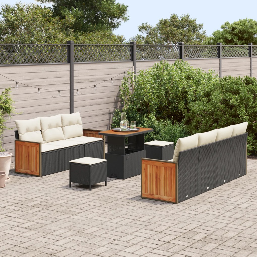Conjunto de Sofá de Jardim vidaXL de 10 Peças com Almofadas Rattan Pre
