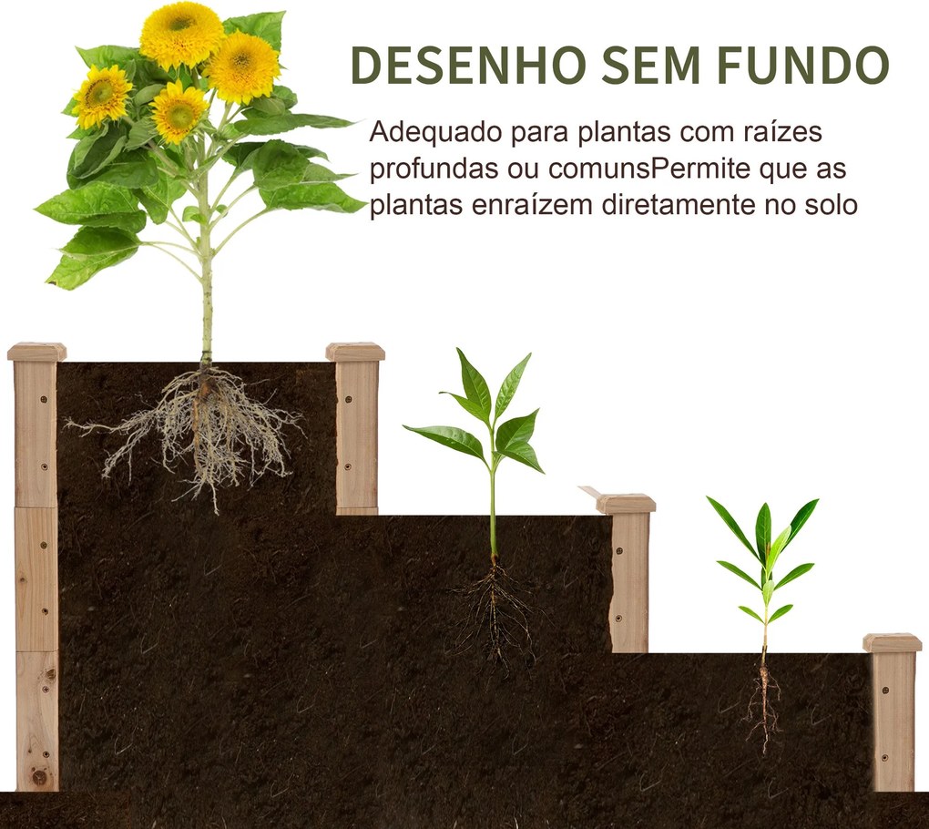 Caixa de Plantio de Madeira Caixa de Plantio de Jardim com 3 Níveis De