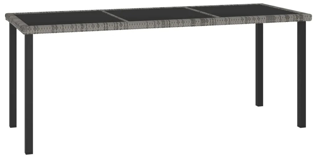 Mesa de jantar para jardim 180x70x73 cm vime PE cinzento
