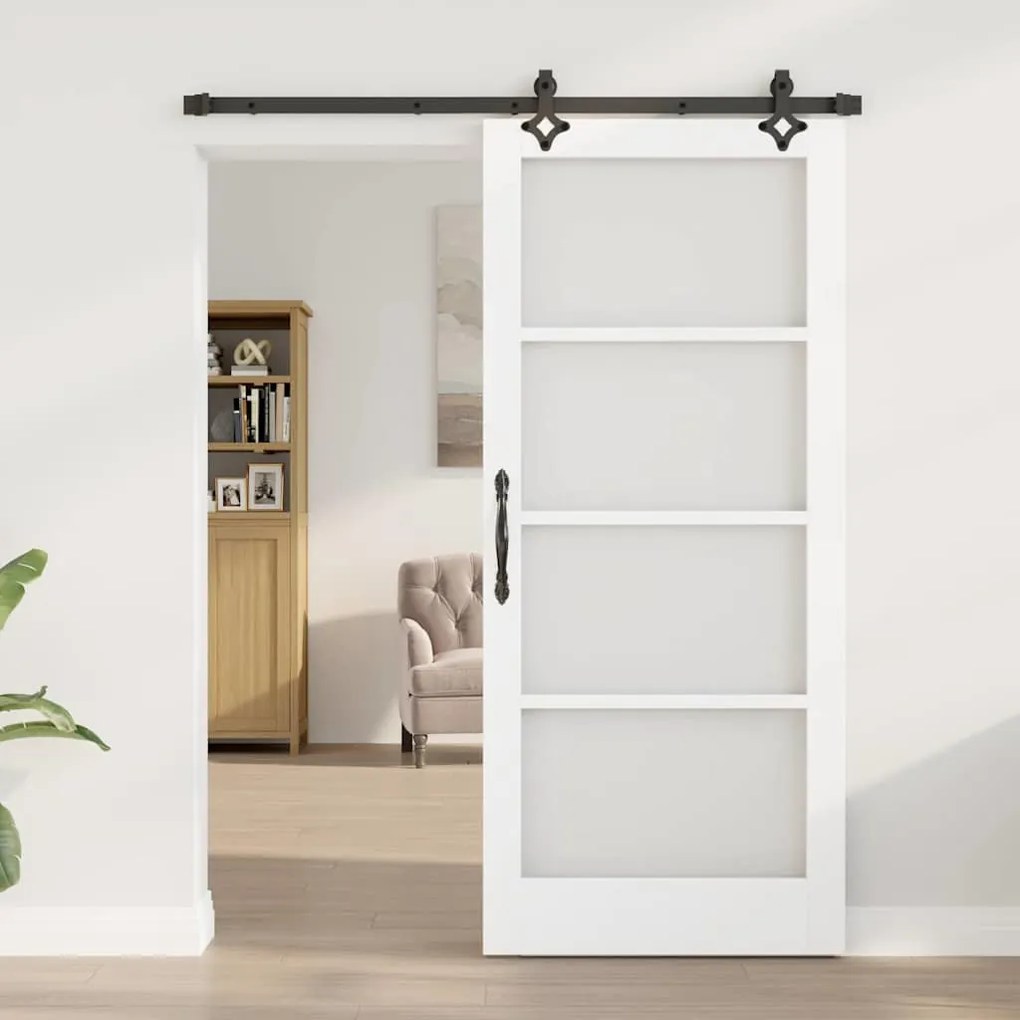 Porta Deslizante vidaXL com Conjunto de Ferragens Branca 86x198.5 cm M