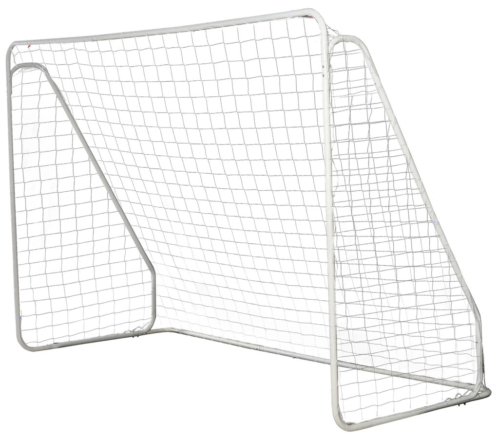 HOMCOM Baliza de Futebol para Treino 301x120x200 cm com Estrutura em Metal Epóxi Rede PP Estacas Incluídas Branco | Aosom Portugal
