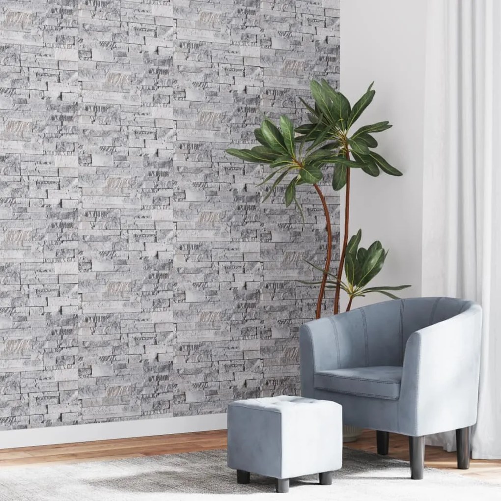 vidaXL Papel parede 3D c/ aspeto de pedra não-tecido cinza e castanho